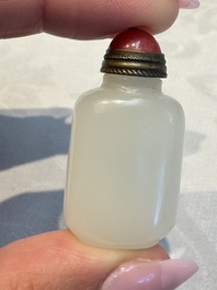 Five Chinese white jade and glass snuff bottles, 19/20th C.