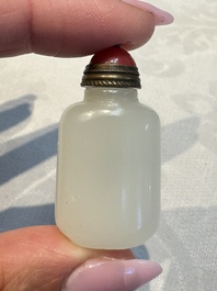 Five Chinese white jade and glass snuff bottles, 19/20th C.