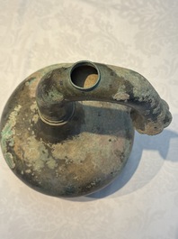 A Chinese bronze 'Garlic Head' wine vessel, 'Hu 壺', Western Han