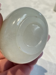 Five Chinese white jade and glass snuff bottles, 19/20th C.