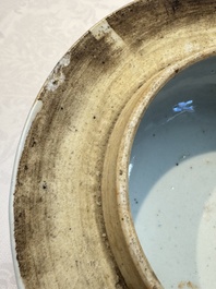 A pair of Chinese famille rose 'Antiquities' covered vases and a dish, 19th C.