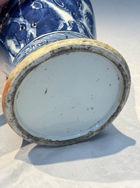 A Chinese blue and white vase and a vessel, 19th C.