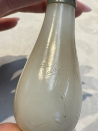 Five Chinese white jade and glass snuff bottles, 19/20th C.
