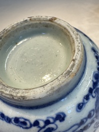 A Chinese blue and white vase and a vessel, 19th C.
