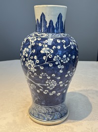 A Chinese blue and white vase and a vessel, 19th C.