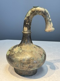 A Chinese bronze 'Garlic Head' wine vessel, 'Hu 壺', Western Han