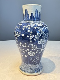 A Chinese blue and white vase and a vessel, 19th C.