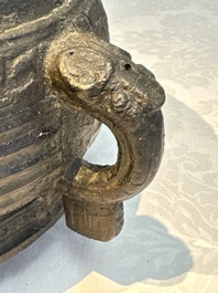A Chinese archaic ritual tripod food vessel with Taotie design, 'Gui 簋', Western Zhou