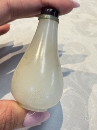 Five Chinese white jade and glass snuff bottles, 19/20th C.