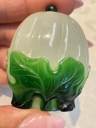 Five Chinese white jade and glass snuff bottles, 19/20th C.