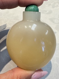 Five Chinese white jade and glass snuff bottles, 19/20th C.