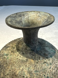 A Chinese archaic bronze food vessel and cover with 'Leiwen' and bosses design, 'Dou 豆', Eastern Zhou