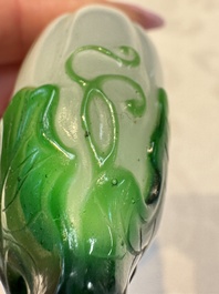 Five Chinese white jade and glass snuff bottles, 19/20th C.