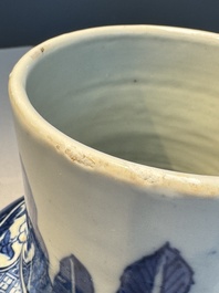 A Chinese blue and white vase and a vessel, 19th C.
