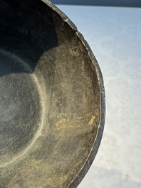 A Chinese archaistic bronze vase with Chilong design, 'Gu 觚', Ming