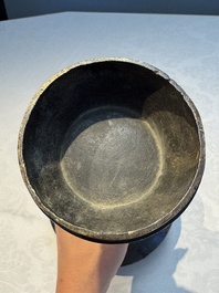 A Chinese archaistic bronze vase with Chilong design, 'Gu 觚', Ming