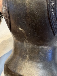 A Chinese archaistic bronze vase, 'Hu 壺', Ming