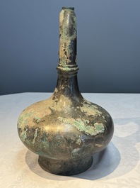 A Chinese bronze 'Garlic Head' wine vessel, 'Hu 壺', Western Han