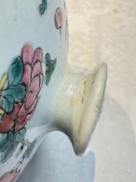 A pair of Chinese famille rose 'Antiquities' covered vases and a dish, 19th C.