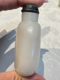 Five Chinese white jade and glass snuff bottles, 19/20th C.