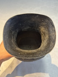 A Chinese archaistic bronze vase, 'Hu 壺', Ming