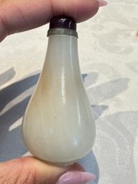 Five Chinese white jade and glass snuff bottles, 19/20th C.