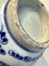A Chinese blue and white vase and a vessel, 19th C.