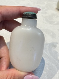 Five Chinese white jade and glass snuff bottles, 19/20th C.