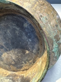 A Chinese bronze 'Garlic Head' wine vessel, 'Hu 壺', Western Han