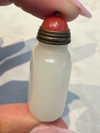 Five Chinese white jade and glass snuff bottles, 19/20th C.