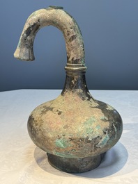A Chinese bronze 'Garlic Head' wine vessel, 'Hu 壺', Western Han