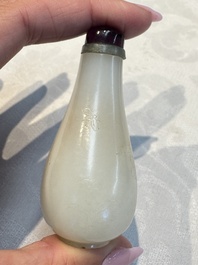 Five Chinese white jade and glass snuff bottles, 19/20th C.