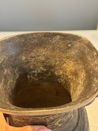A Chinese archaistic bronze vase, 'Hu 壺', Ming