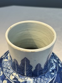 A Chinese blue and white vase and a vessel, 19th C.