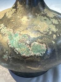 A Chinese bronze 'Garlic Head' wine vessel, 'Hu 壺', Western Han