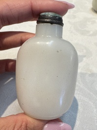 Five Chinese white jade and glass snuff bottles, 19/20th C.