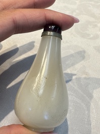 Five Chinese white jade and glass snuff bottles, 19/20th C.