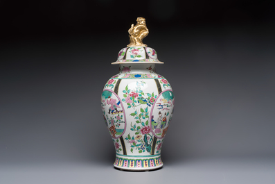 A French famille rose-style 'Xi Xiang Ji' covered vase, Samson, Paris, 19th C.