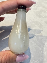 Five Chinese white jade and glass snuff bottles, 19/20th C.