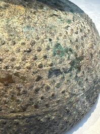 A Chinese archaic bronze food vessel and cover with 'Leiwen' and bosses design, 'Dou 豆', Eastern Zhou
