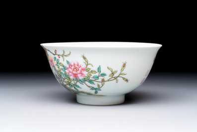 A Chinese falangcai 'Birds and Peonies' bowl, Yongzheng mark, Republic