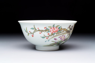 A Chinese falangcai 'Birds and Peonies' bowl, Yongzheng mark, Republic