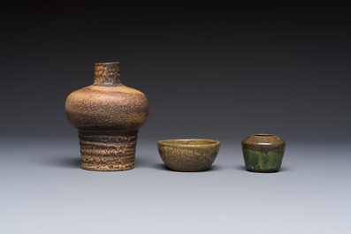 A varied group of 12 glazed pottery wares, 20th C.