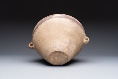 A Chinese painted pottery jar with geometric design, Neolithic period, Majiayao culture, 3rd millennium B.C.