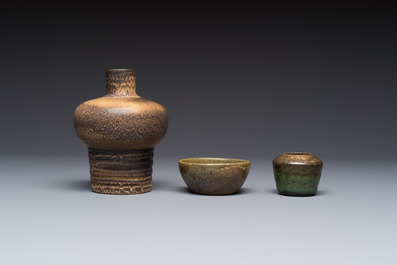A varied group of 12 glazed pottery wares, 20th C.