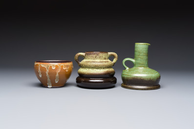 A varied group of 12 glazed pottery wares, 20th C.