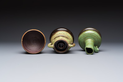 A varied group of 12 glazed pottery wares, 20th C.