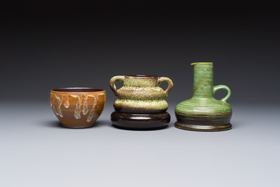 A varied group of 12 glazed pottery wares, 20th C.