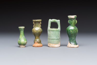 A group of ten Chinese glazed pottery mingqi, Ming