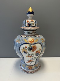 An exceptional polychrome Dutch Delft five-piece garniture in Chinese Kangxi style, first quarter 18th C.